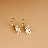 Golden Baguette Crystal Drop Earrings
